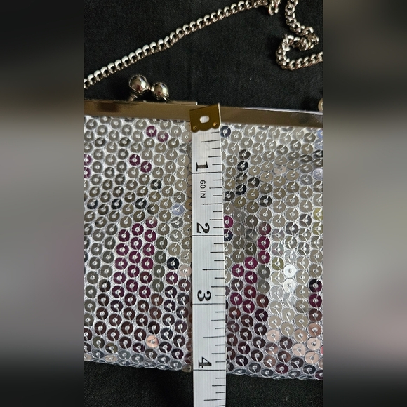 LOFT Silver Sequin Clutch with Chain Strap - Picture 5 of 7